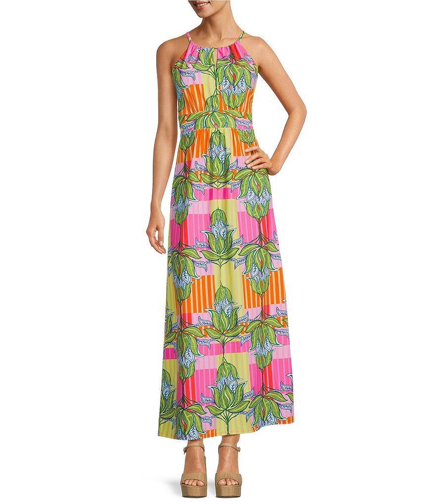 Jude Connally Mia Knit Halter Neck Sleeveless Empire Waist Maxi A-Line Dress Product Image