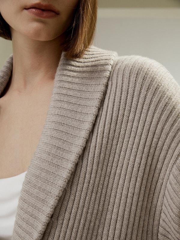 Merino Wool Shawl Collar Cardigan Product Image