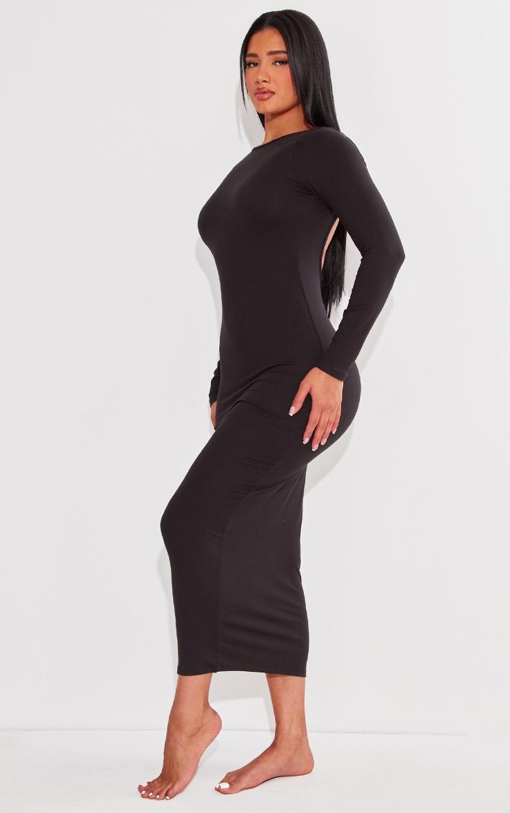 Shape Black Sculpted Long Sleeve Low Back Maxi Dress Product Image