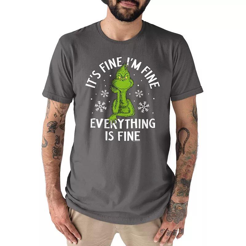 Mens Dr. Seuss The Grinch Its Fine Tee Grey Red Product Image