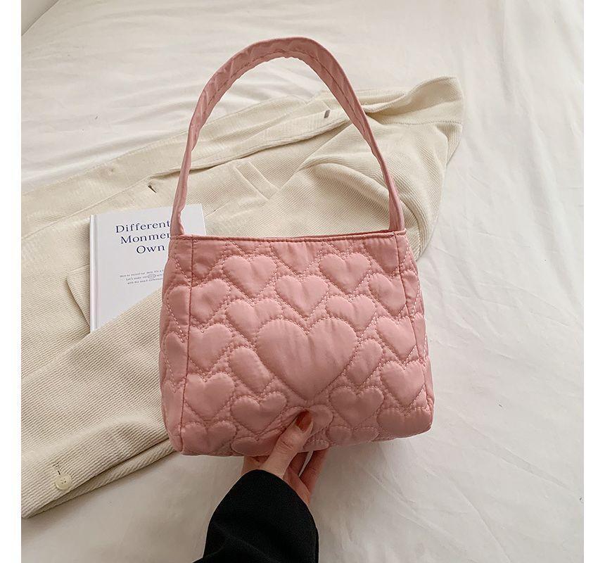 Plain Heart Quilted Shoulder Bag Product Image