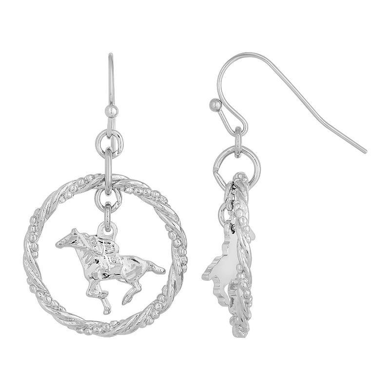 2028 Silver-Tone Suspended Horse Drop Earrings Product Image