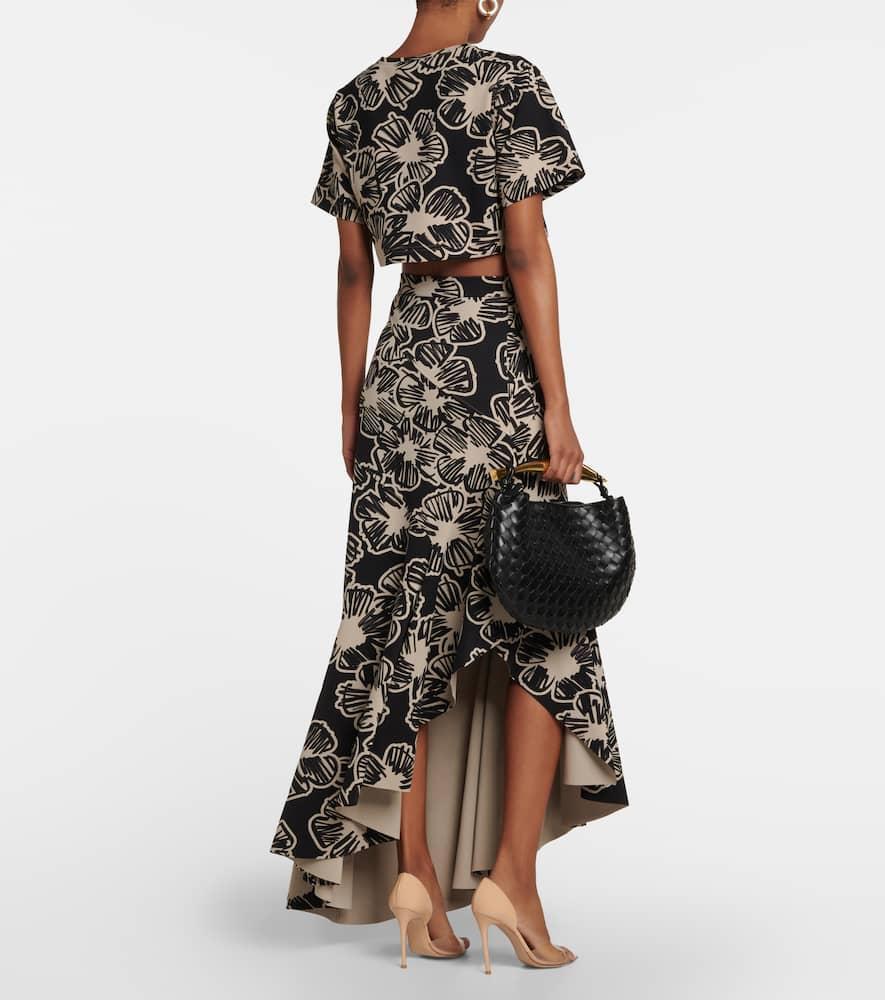 Asymmetric Printed Maxi Skirt In Black Product Image