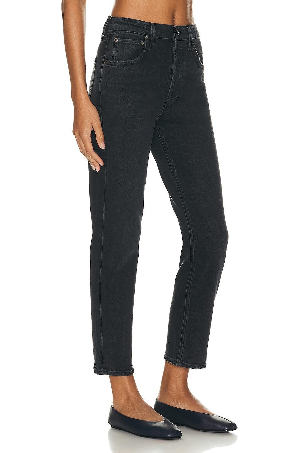 AGOLDE Riley High-Rise Straight Crop Jeans By AGOLDE in Black Size 29 Product Image