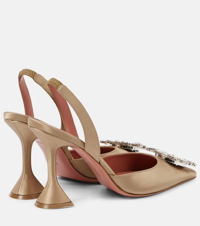 95mm Begum Satin Slingback Pumps In Khaki Product Image