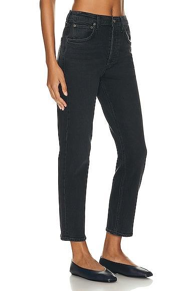 AGOLDE Riley High-Rise Straight Crop Jeans By AGOLDE in Black Size 29 Product Image