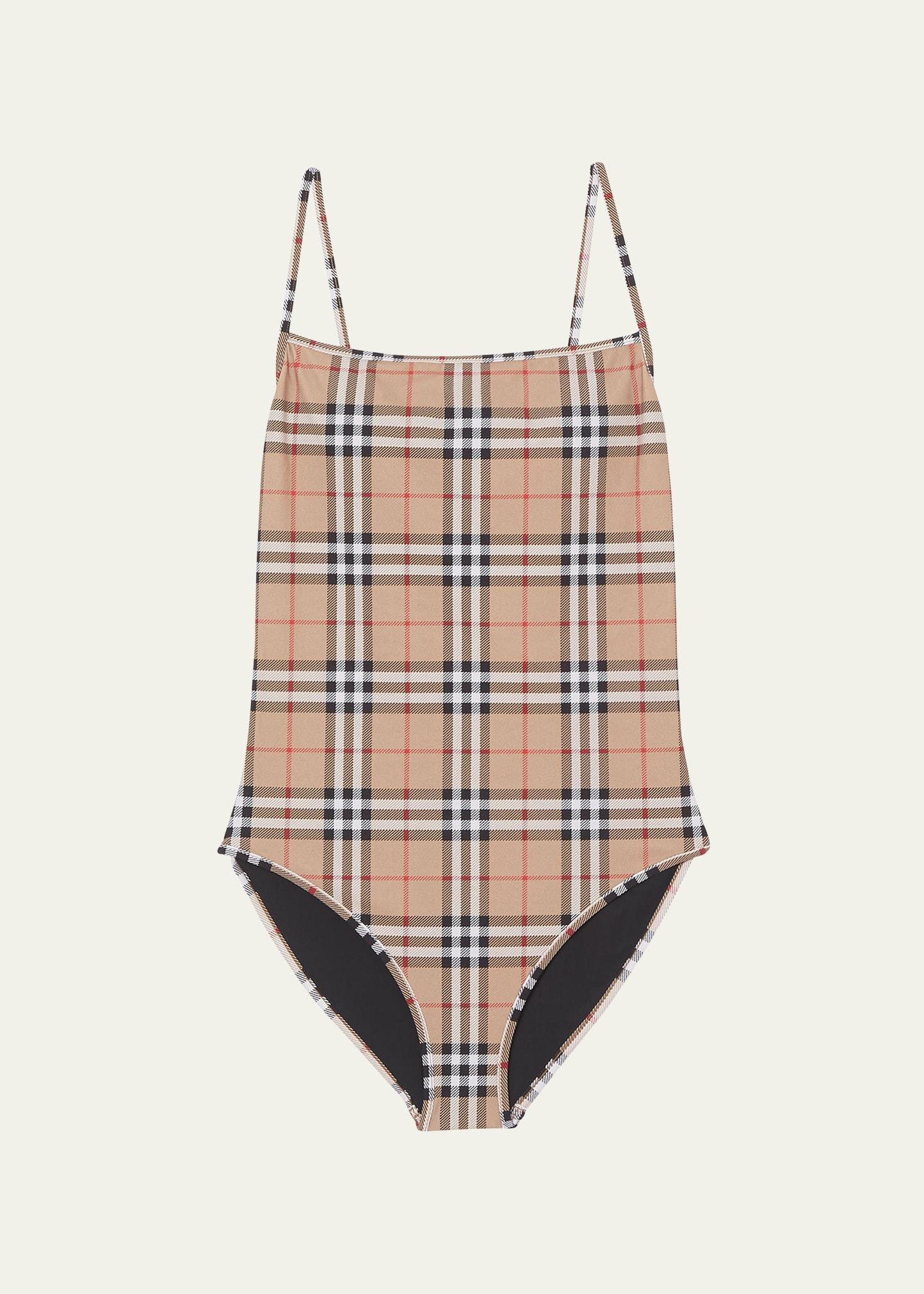 burberry Check One-Piece Swimsuit Product Image