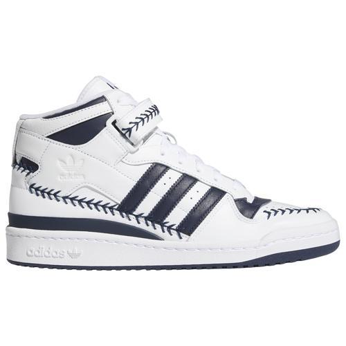 adidas Originals Mens Forum Mid - Basketball Shoes White/Navy Product Image