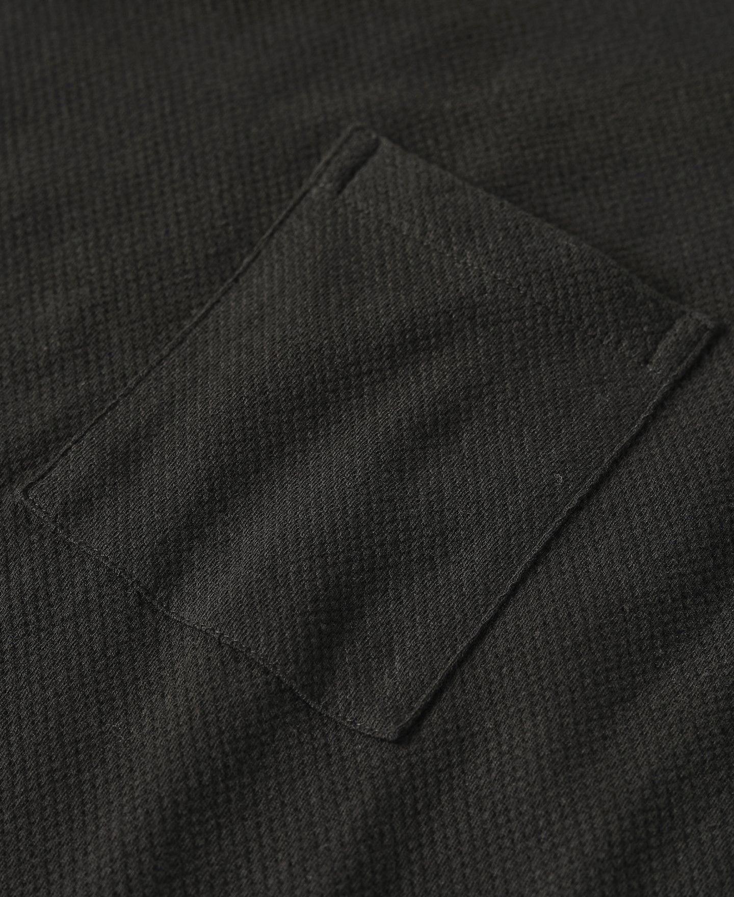 Waffle Knit Pattern Pocket T-Shirt - Black Product Image