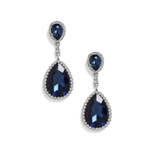 Sohi Womens Blue Teardrop Stone Drop Earrings Product Image