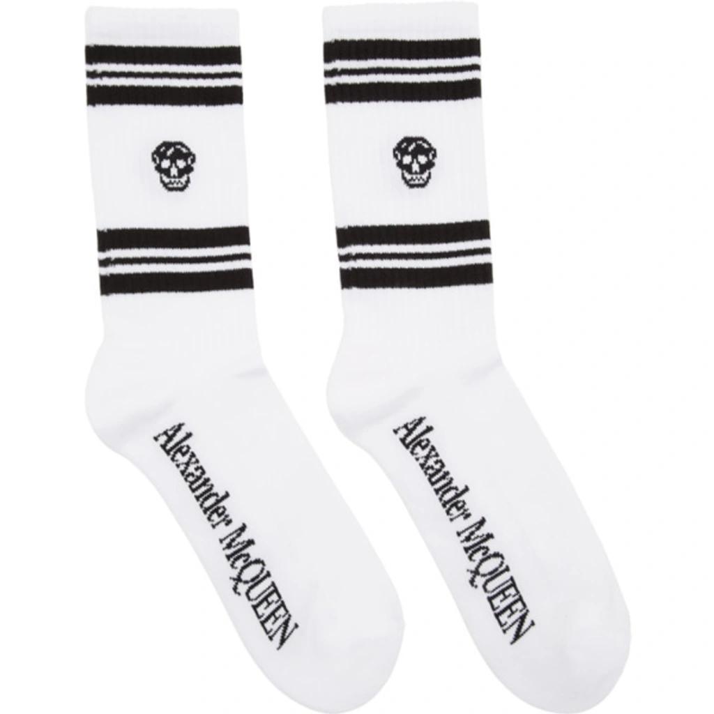 Logo-intarsia Metallic Cotton-blend Socks In White Black Product Image