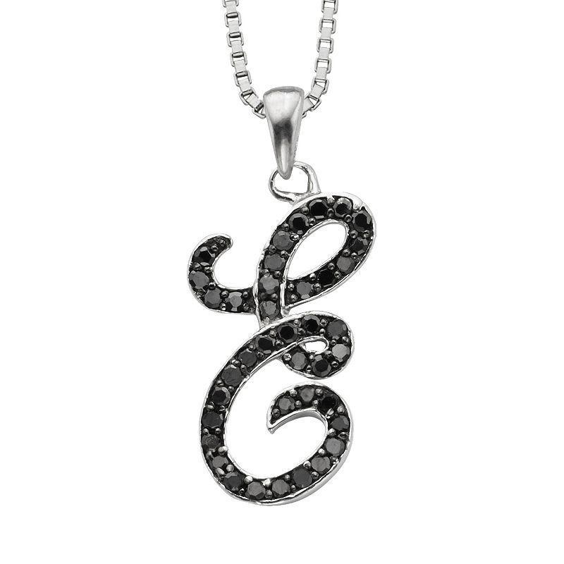 Jewelexcess Sterling Silver 1/4-ct. T.W. Black Diamond Initial Pendant, Womens Product Image