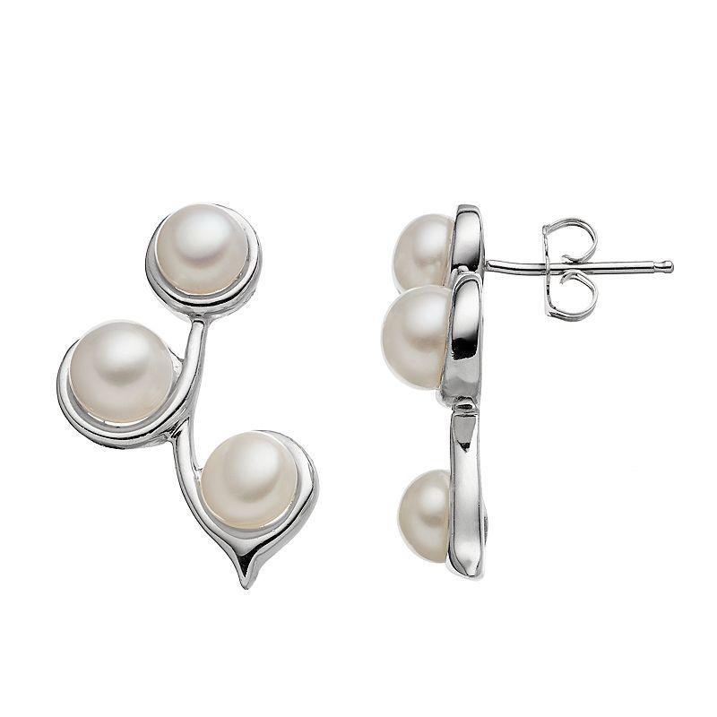 Sterling Silver Freshwater Cultured Pearl Filigree Drop Earrings, Womens, White Product Image