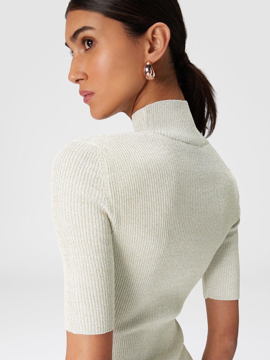 Short-sleeved turtleneck in glitter-effect viscose White & Gold | Missoni Product Image