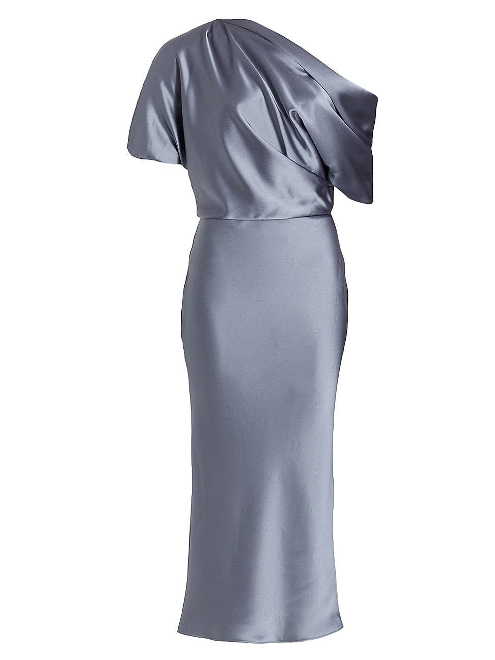 Womens Draped Satin Pencil Midi-Dress Product Image