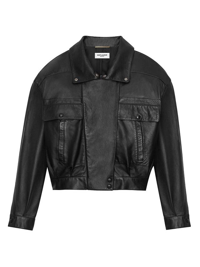 Womens Bomber Jacket in Lambskin Product Image