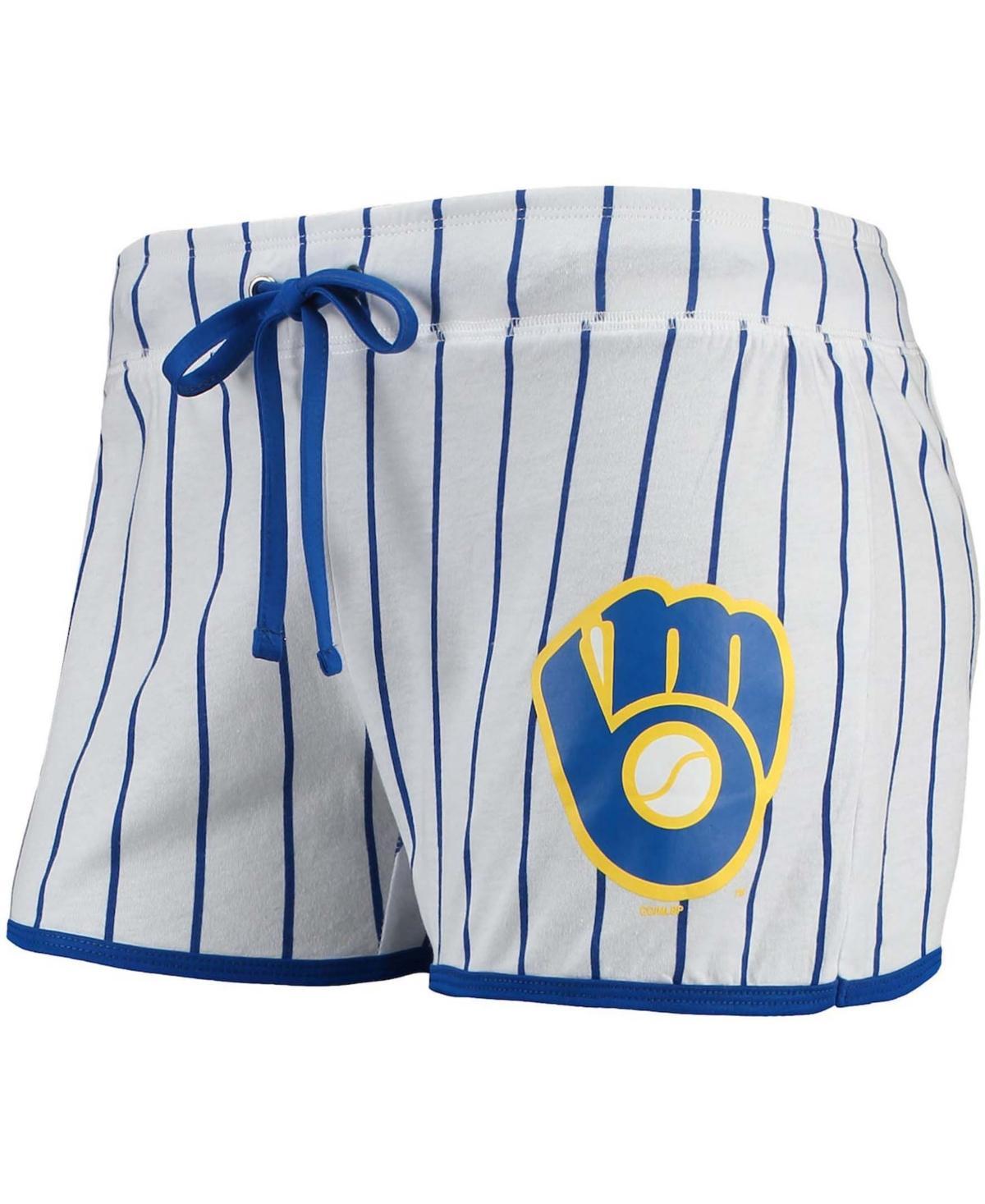 Womens White and Royal Milwaukee Brewers Vigor Sleep Shorts - White Product Image