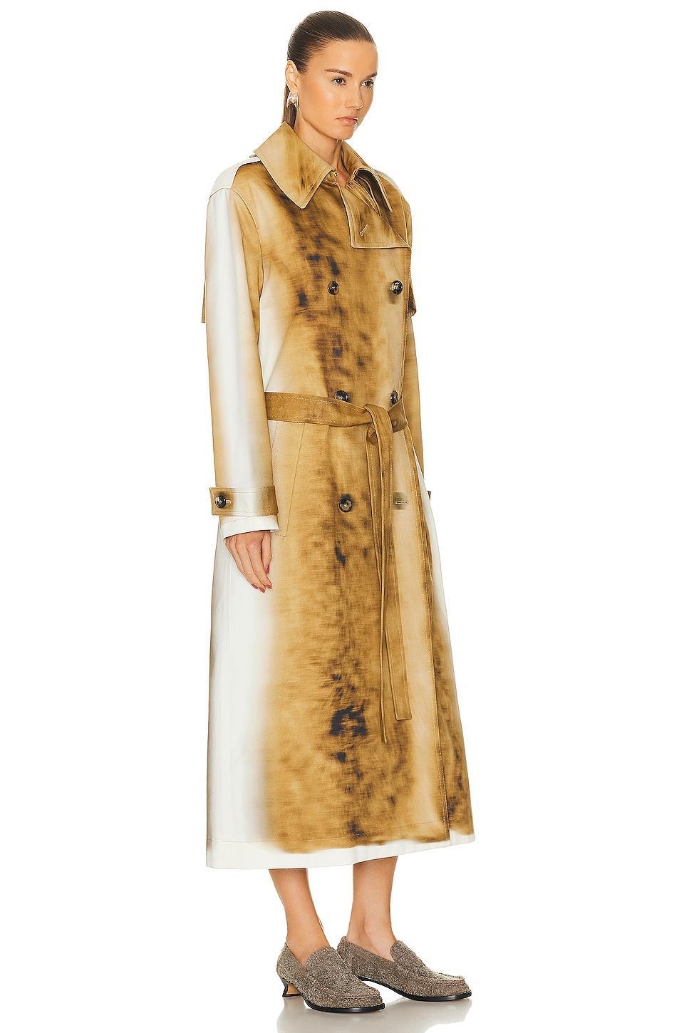 Loewe Blurred Print Trench Coat in Beige Product Image