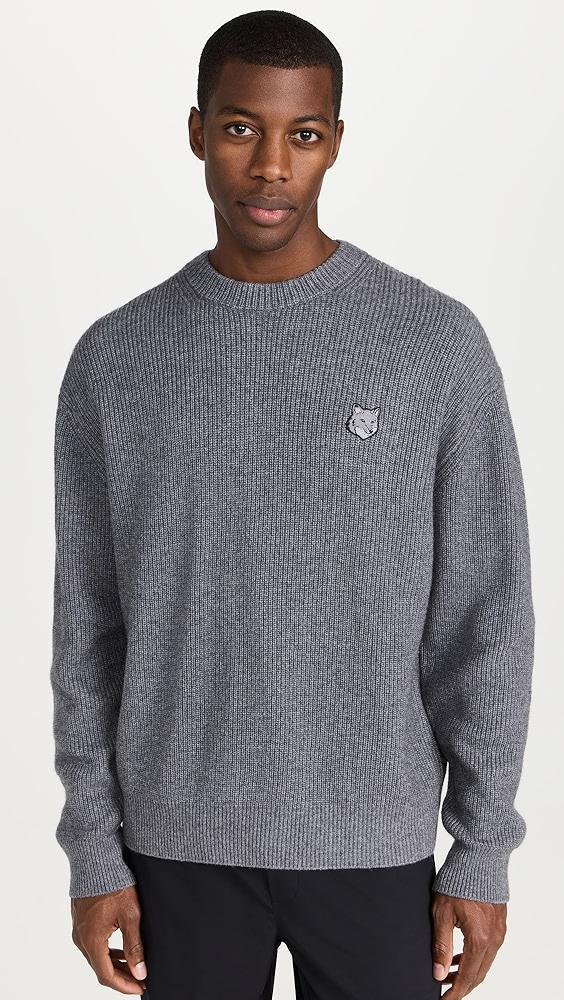 Maison Kitsune Bold Fox Head Patch Comfort Ribbed Sweater | Shopbop Product Image