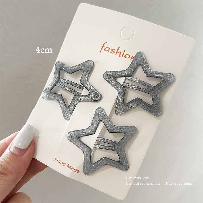 Set of 3: Alloy Glitter Hair Clips (Various Designs) Product Image