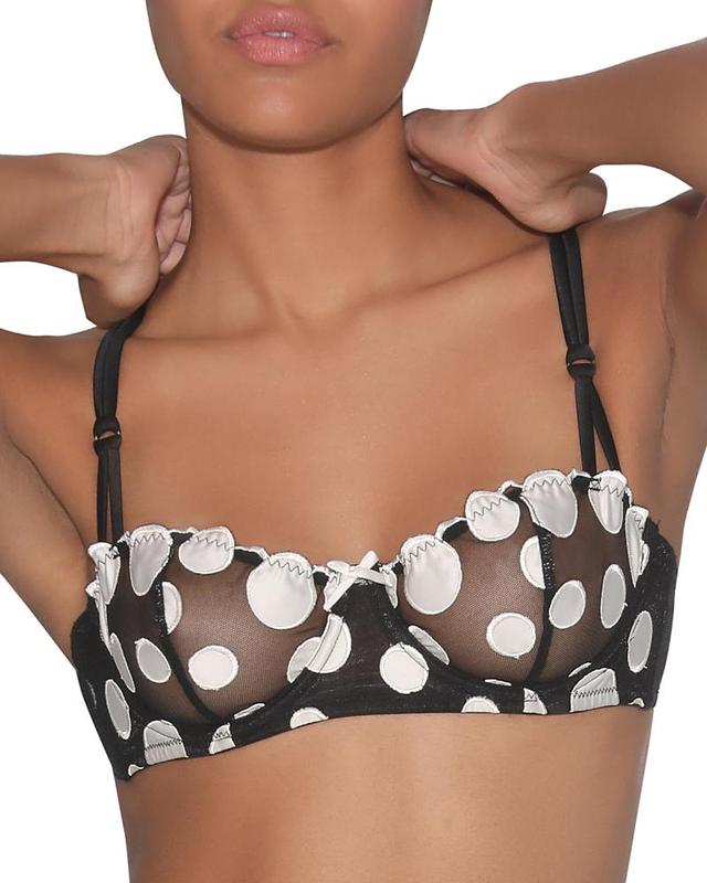 Womens Embroidered Polka Dot Balconette Underwire Bra Product Image