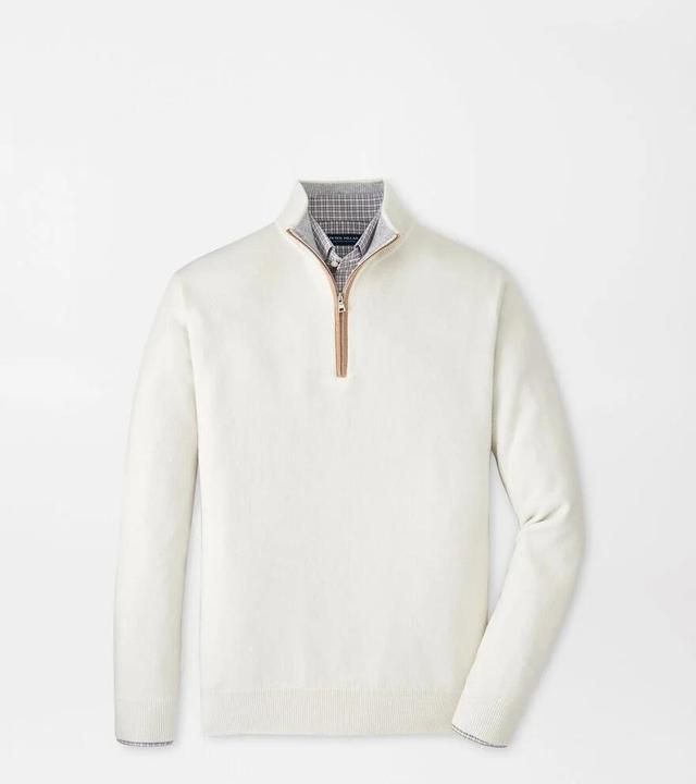 Peter Millar Mens Artisan Crafted Cashmere Flex Quarter-Zip | Color: Winter Ivory | Size: XXL Product Image