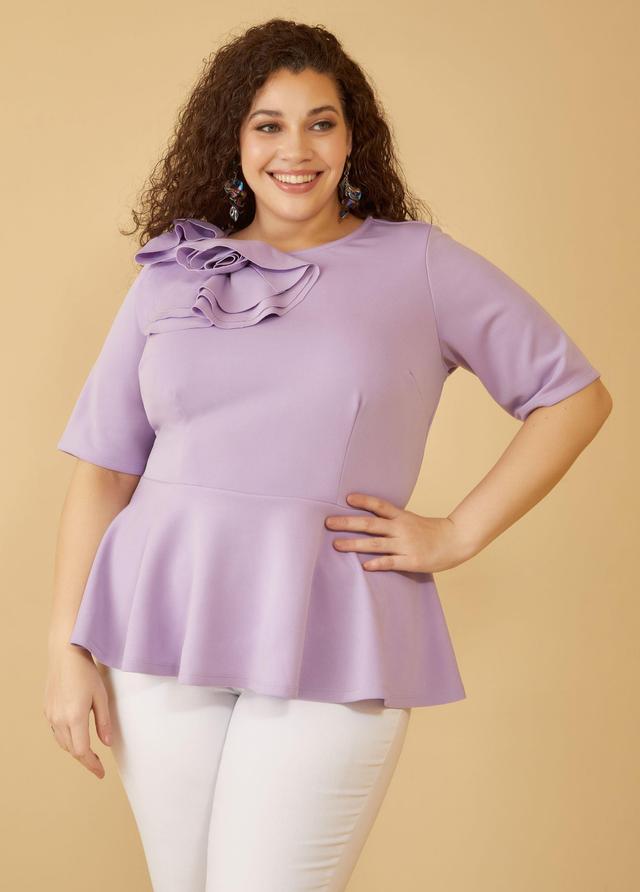 Plus Size Rosette Peplum Top Ashley Stewart Product Image