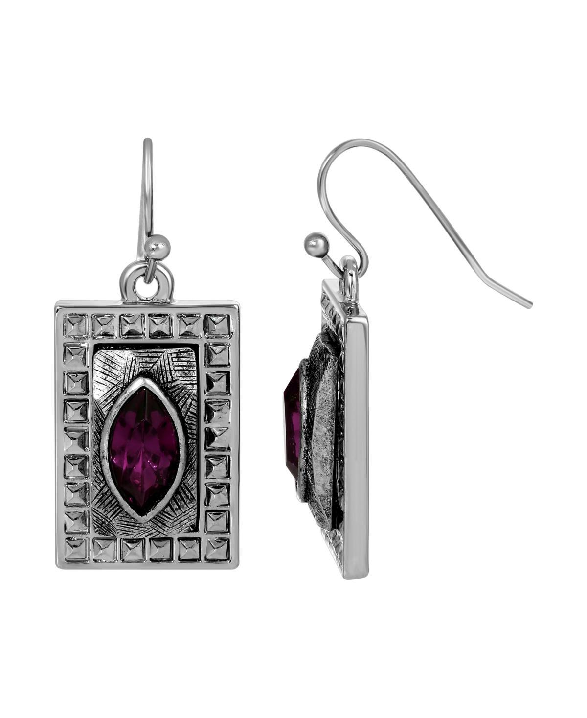 1928 Silver Tone Square Earrings, Womens, Purple Product Image