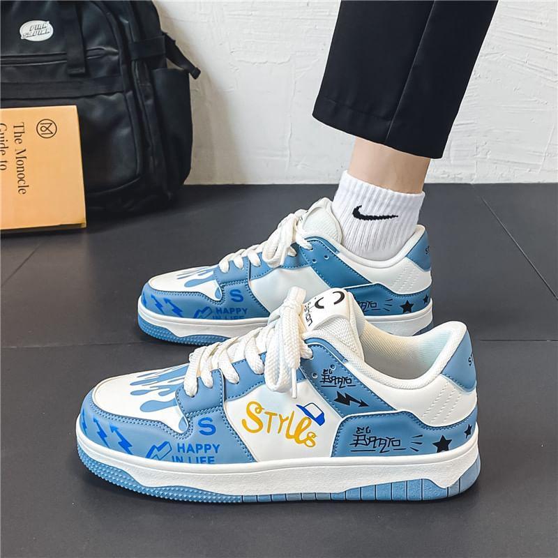 Lettering Lace-Up Platform Sneakers Product Image