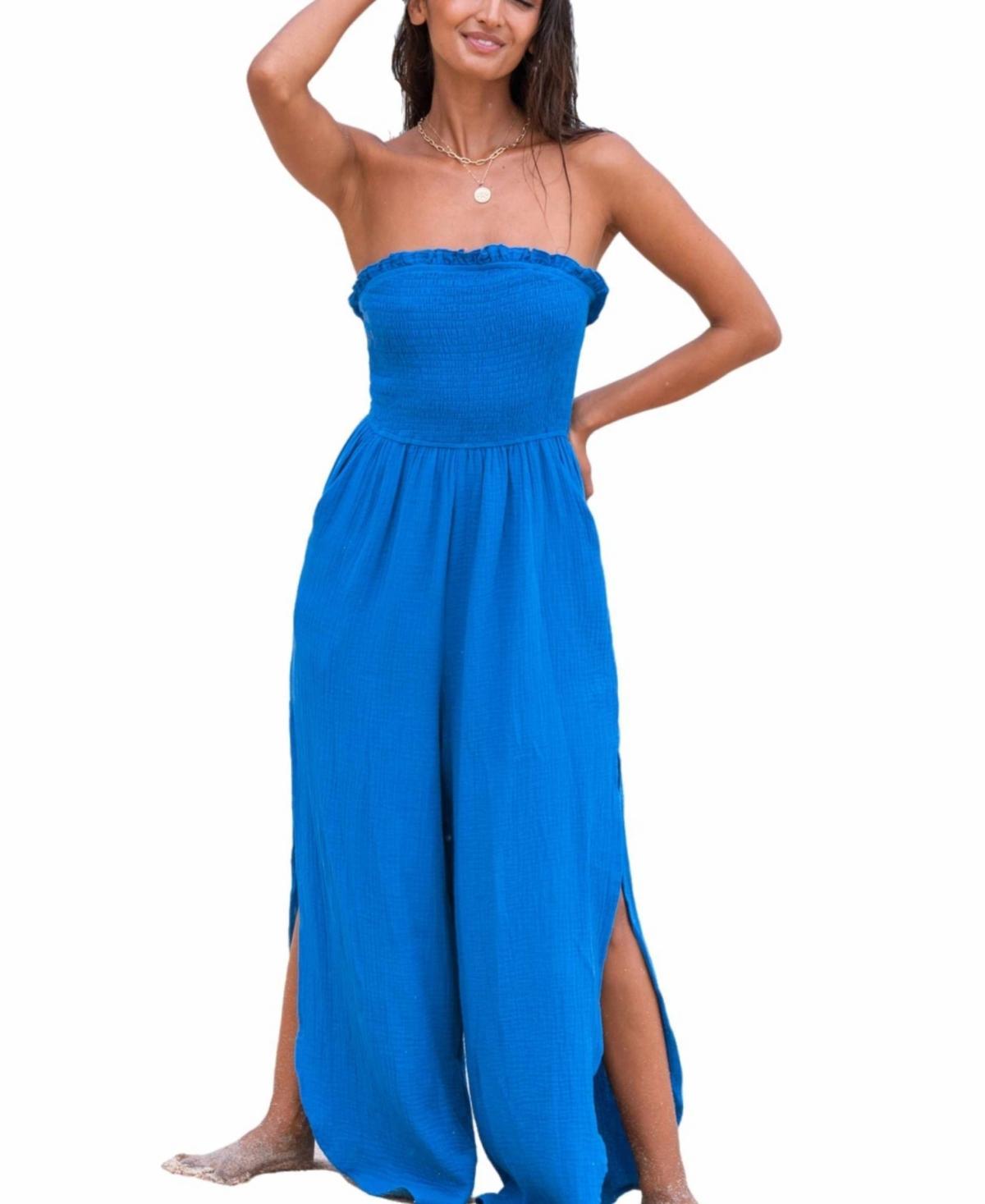 Cupshe Womens Smocked Ruffle Tube Jumpsuit Product Image