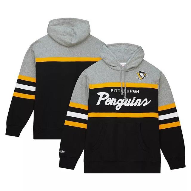 Mens Mitchell & Ness /Gray Pittsburgh Penguins Head Coach Pullover Hoodie Product Image