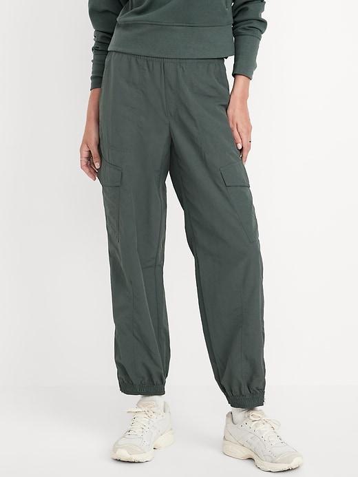 High-Waisted Ankle-Zip Cargo Joggers Product Image