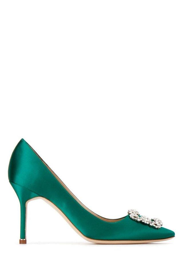 Hangisi Embellished Buckle Pumps In Green Product Image