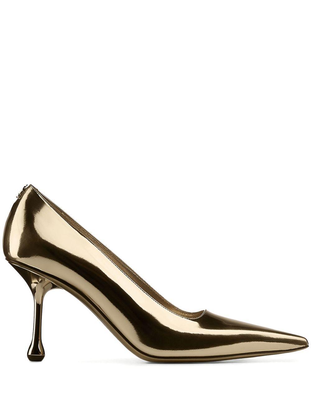 JIMMY CHOO Ixia 80 Leather Pumps In Gold Product Image