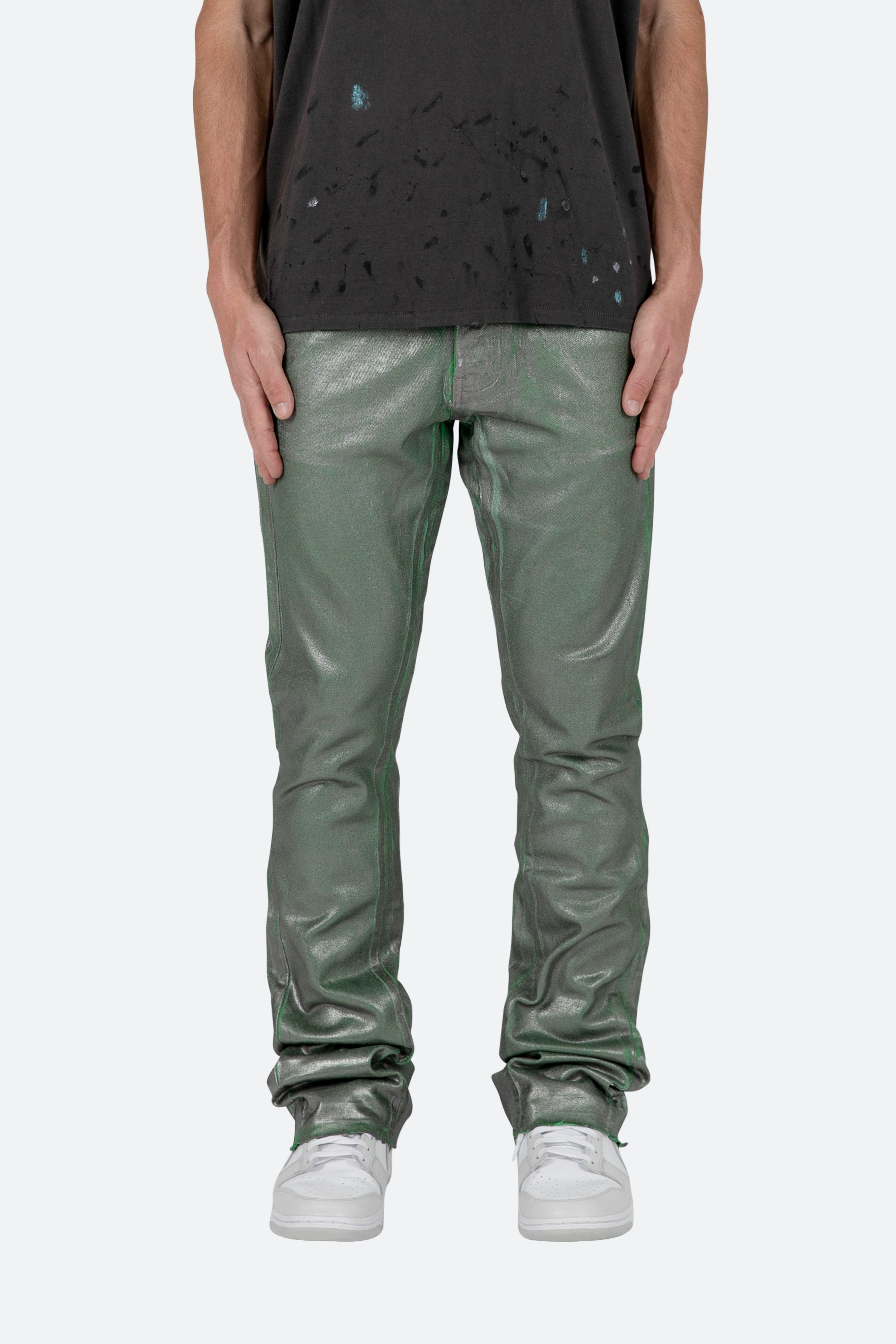 B427 Metallic Flare Denim - Green Male Product Image