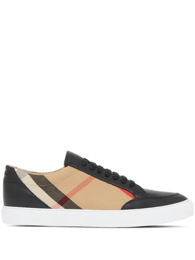 BURBERRY Check Leather Sneakers In Black Product Image