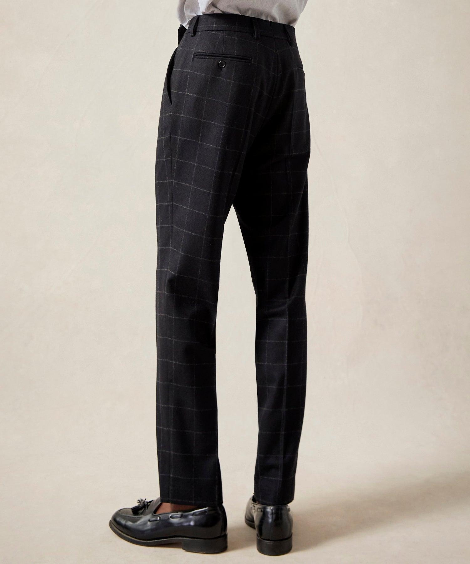 Italian Flannel Sutton Trouser in Black Windowpane Product Image