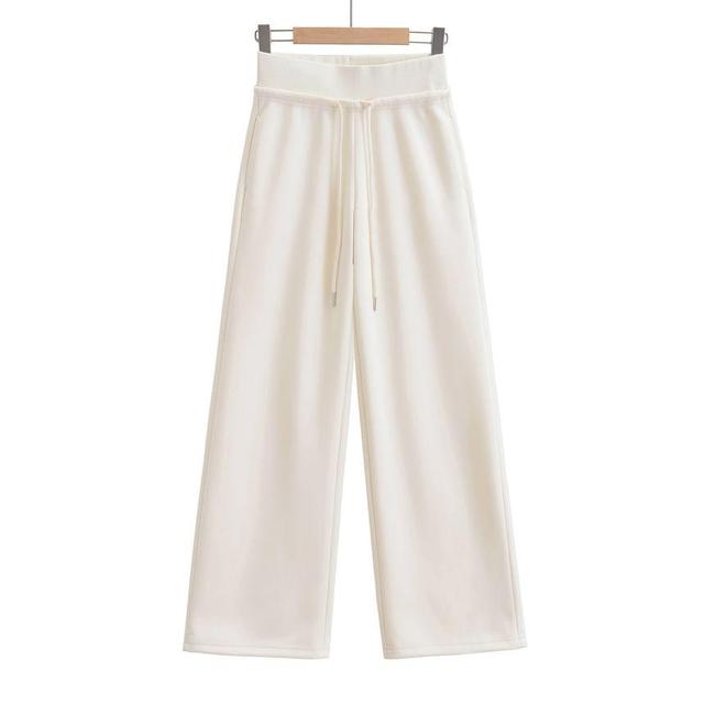 High Rise Plain Loose-Fit Wide-Leg Sweatpants Product Image