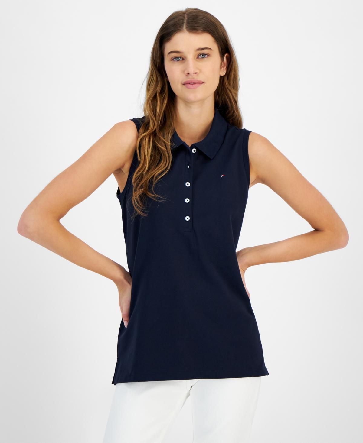 Tommy Hilfiger Sleeveless Solid Polo (Bright ) Women's Clothing Product Image