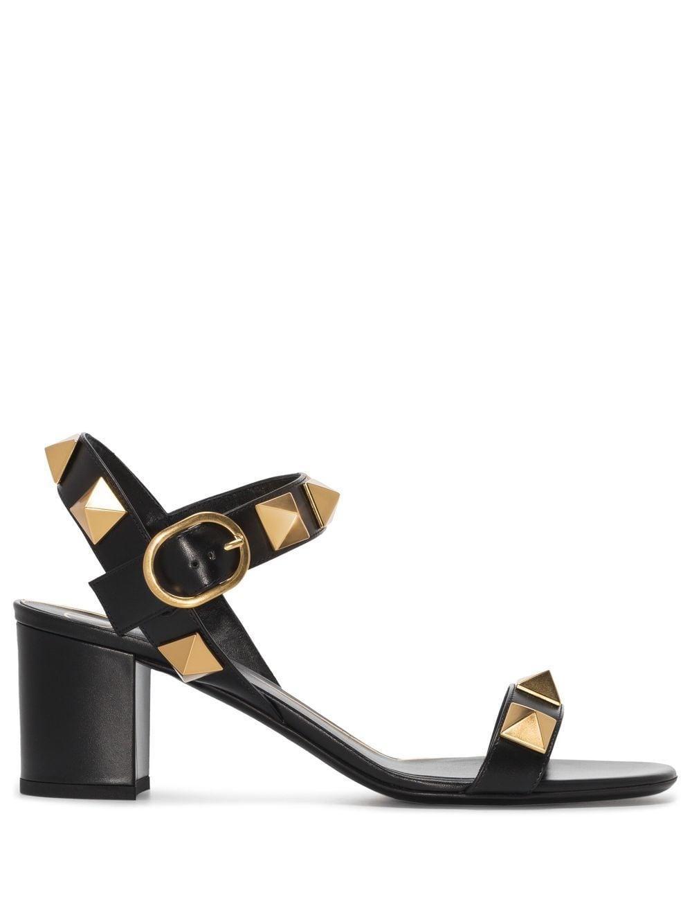 Black Roman Stud Block Heel Sandals Product Image