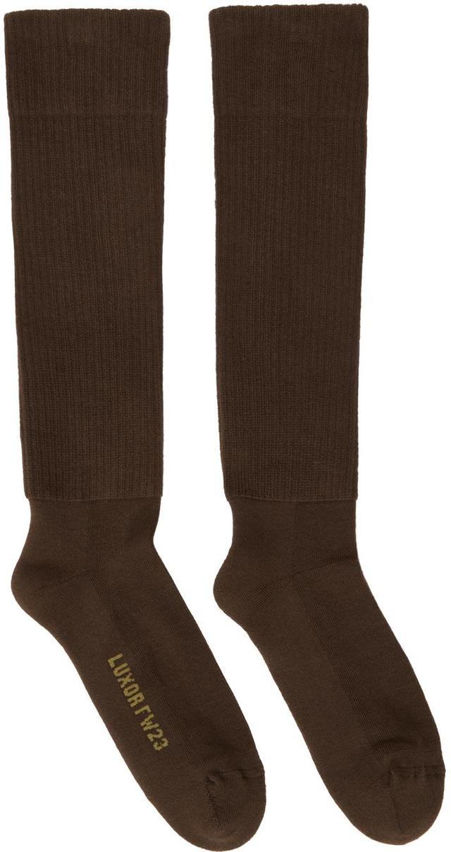 Brown Knee High Socks In 0432 Brown/amethyst Product Image