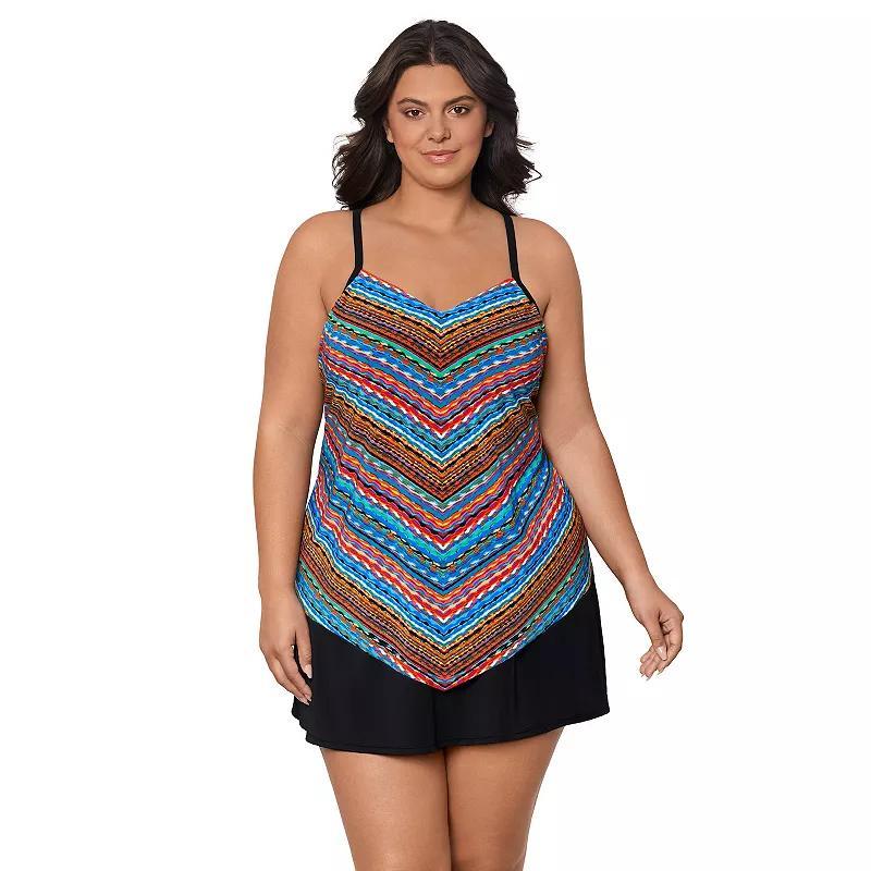 Plus Size Trimshaper Hank Tankini Top, Womens Product Image