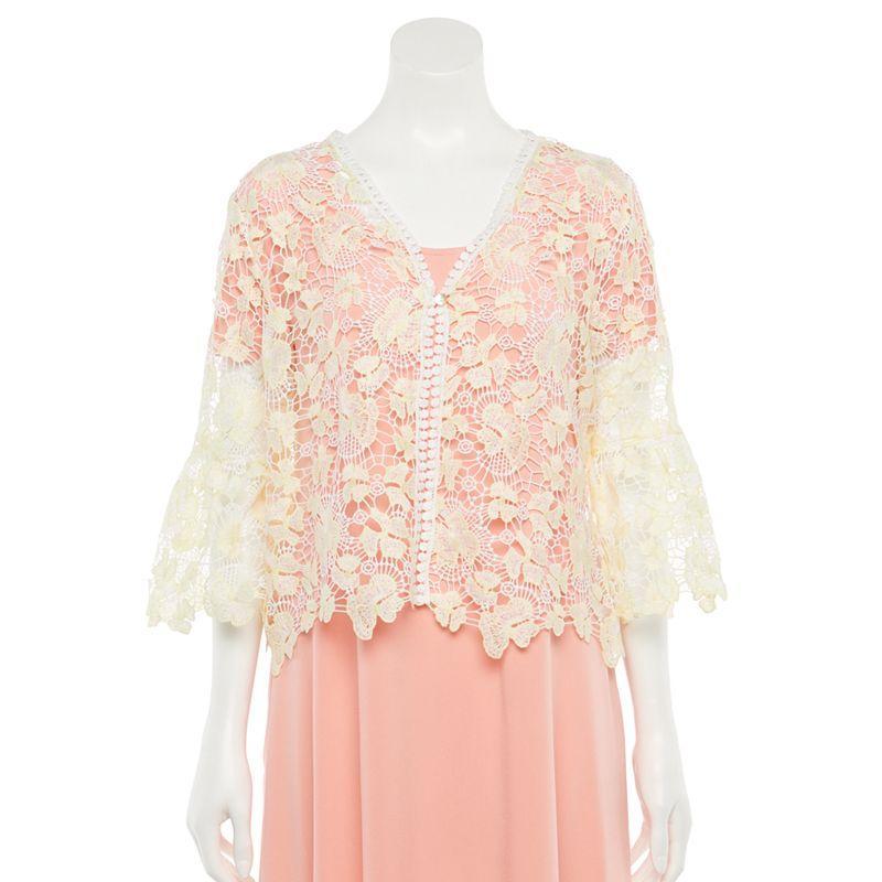 Womens Nina Leonard Floral Lace Bolero Yellow Team Product Image