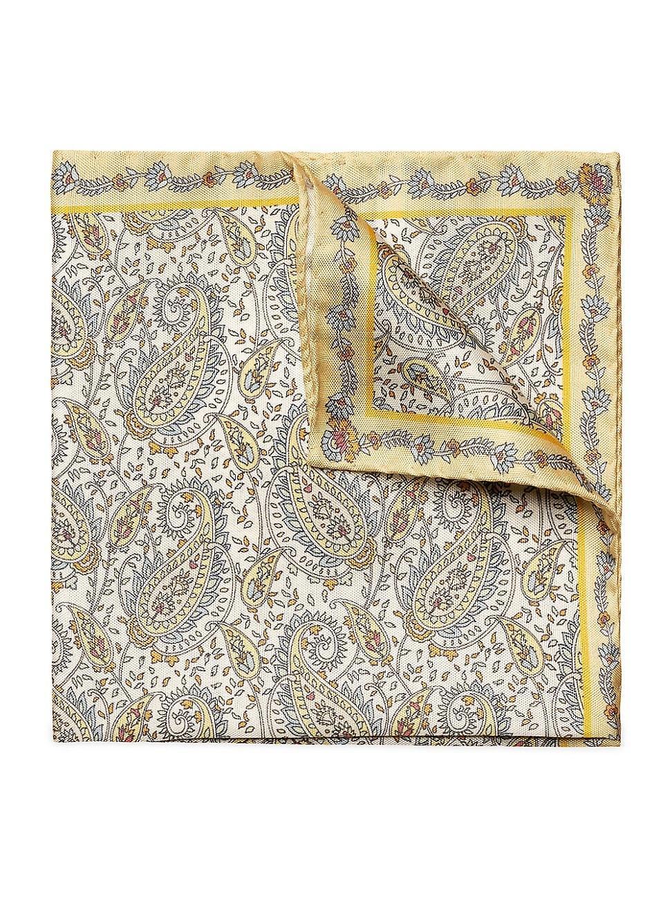 Mens Paisley-Print Tussah Silk Pocket Square Product Image