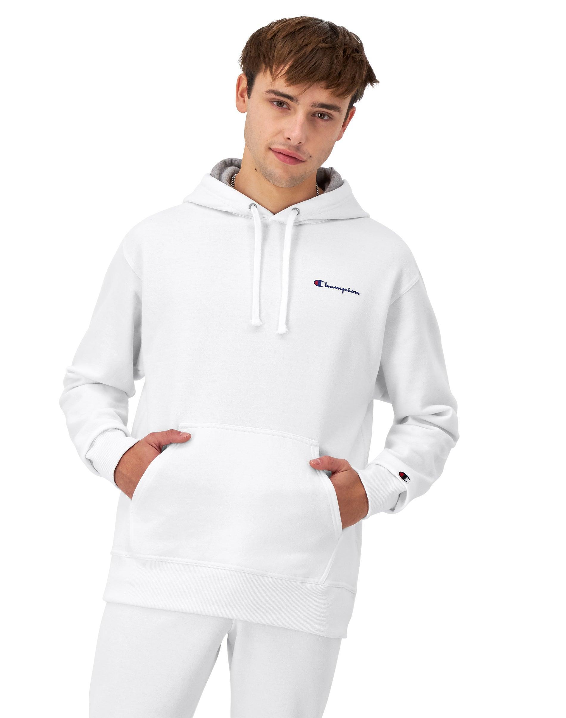 Champion Powerblend Graphic Small Logo Pullover Hoodie (Granite Heather) Men's Clothing Product Image