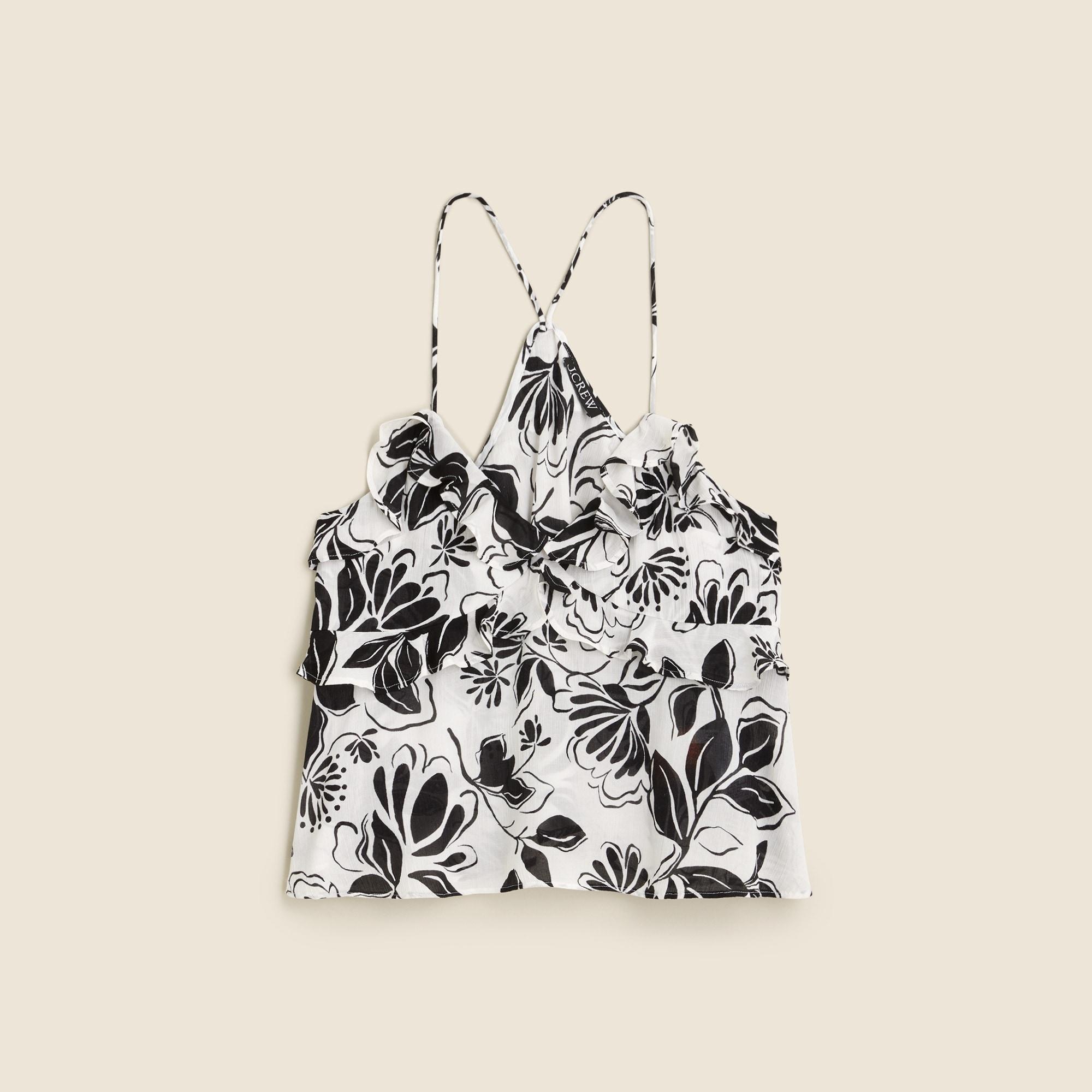 Drapey ruffle tank top in floral Product Image