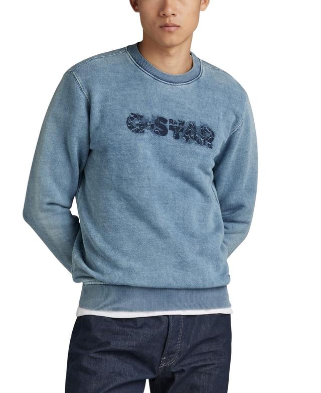 G-Star Mens Indigo Distressed Logo Sweatshirt Product Image