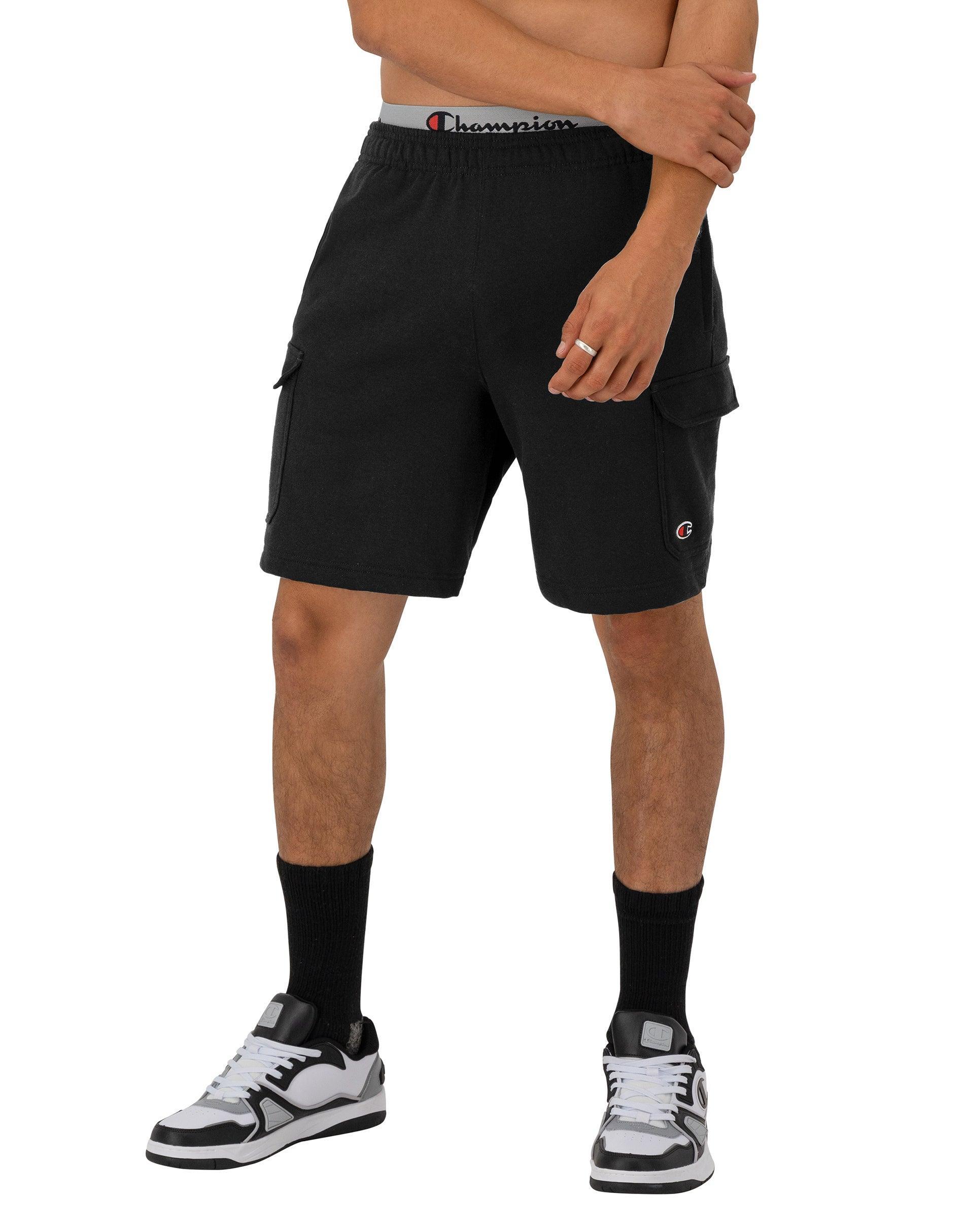 Mens Champion Powerblend Cargo Shorts, C Logo, 8 Black S Product Image