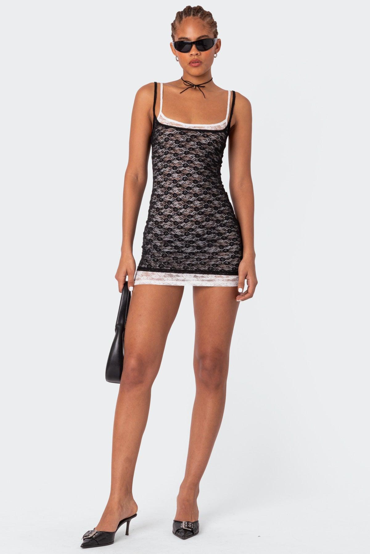 Vivian Layered Lace Mini Dress Product Image