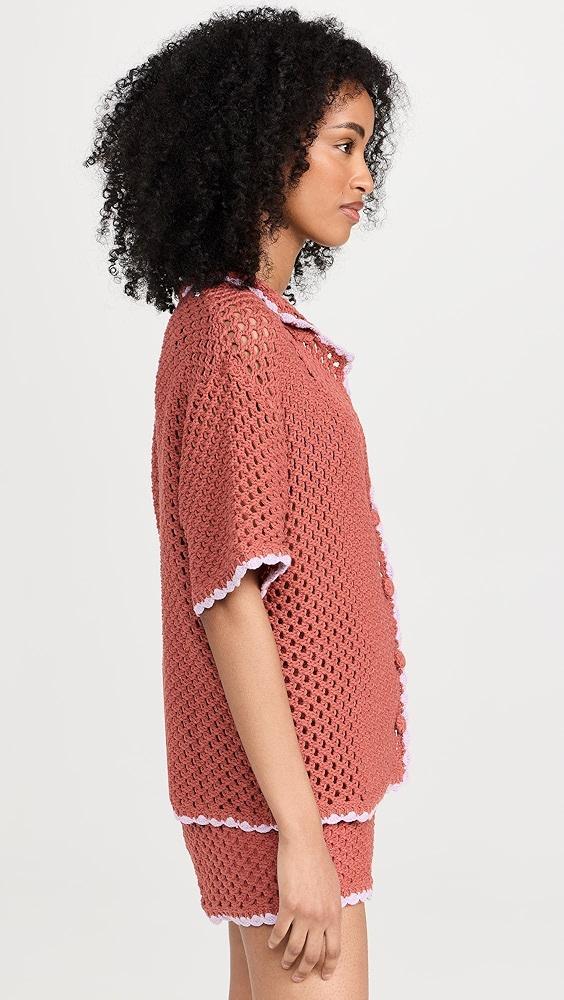 MINKPINK Carver Crochet Henley Top | Shopbop Product Image